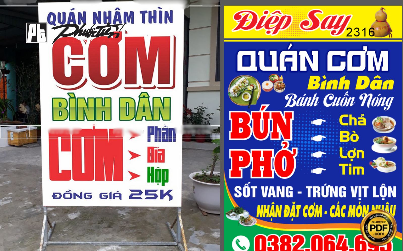 Mẫu bảng hiệu quán cơm bình dân