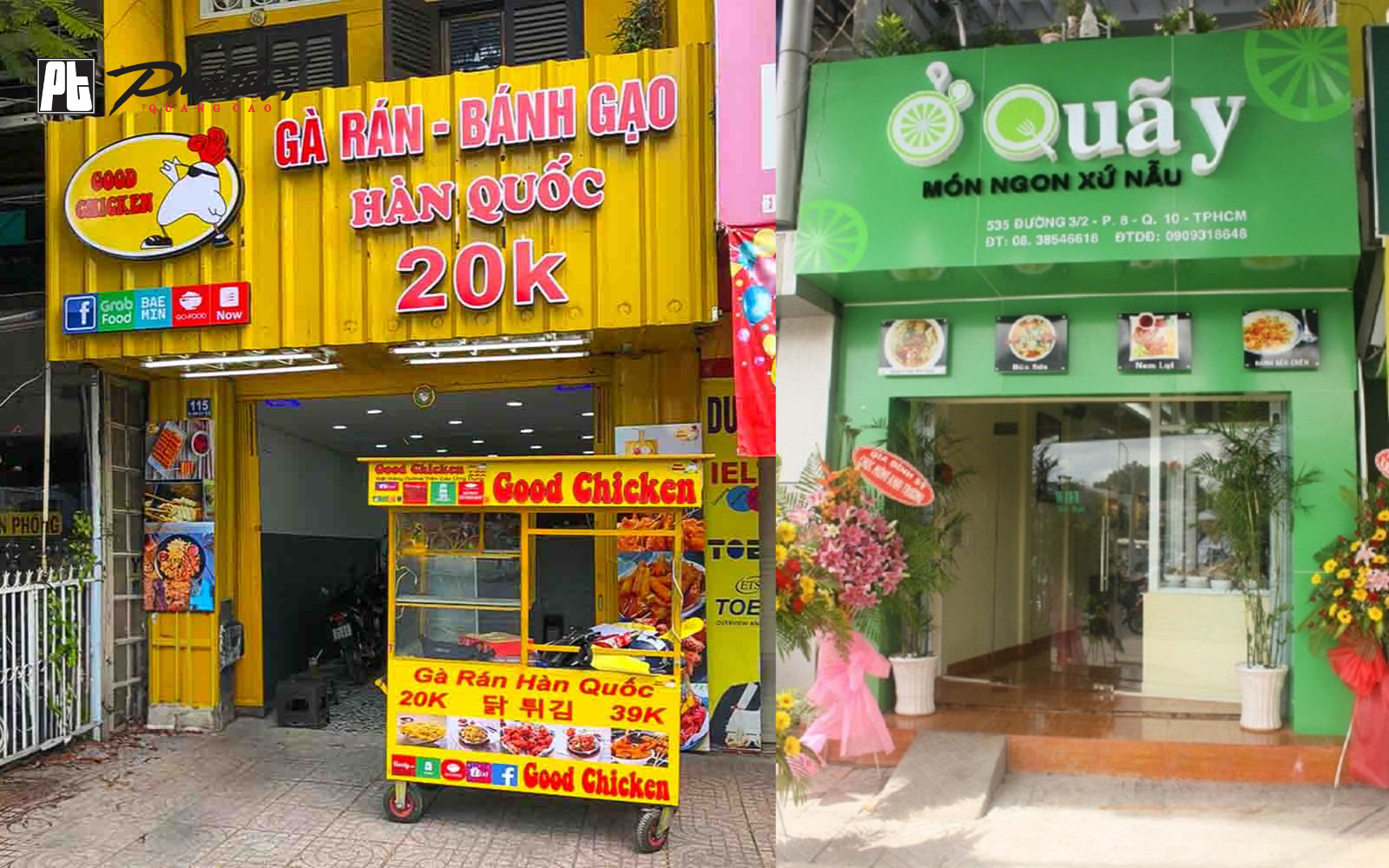Mẫu biển quán ăn vặt gà rán, bánh gạo
