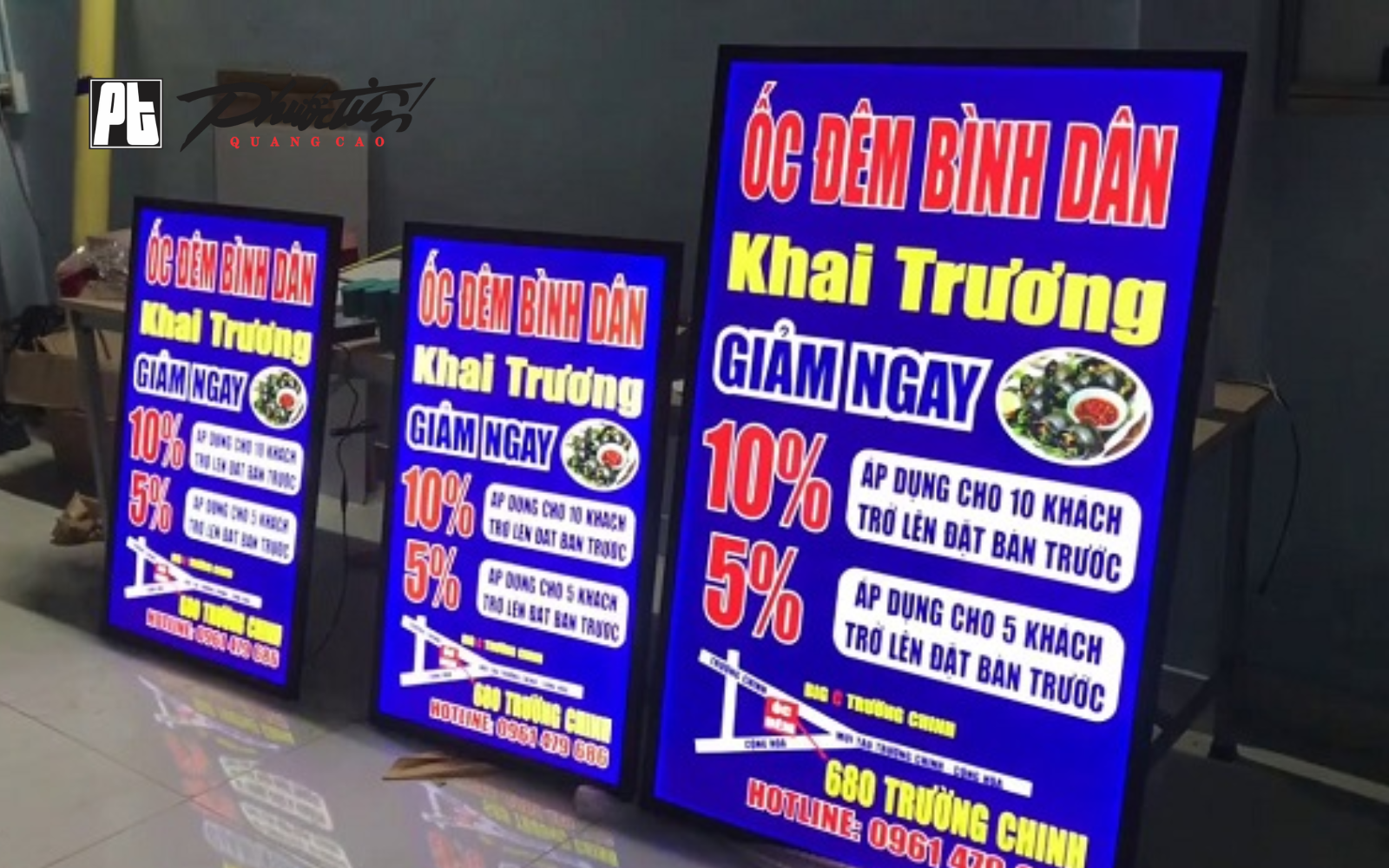 Bảng hiệu quán ốc hộp đèn LED