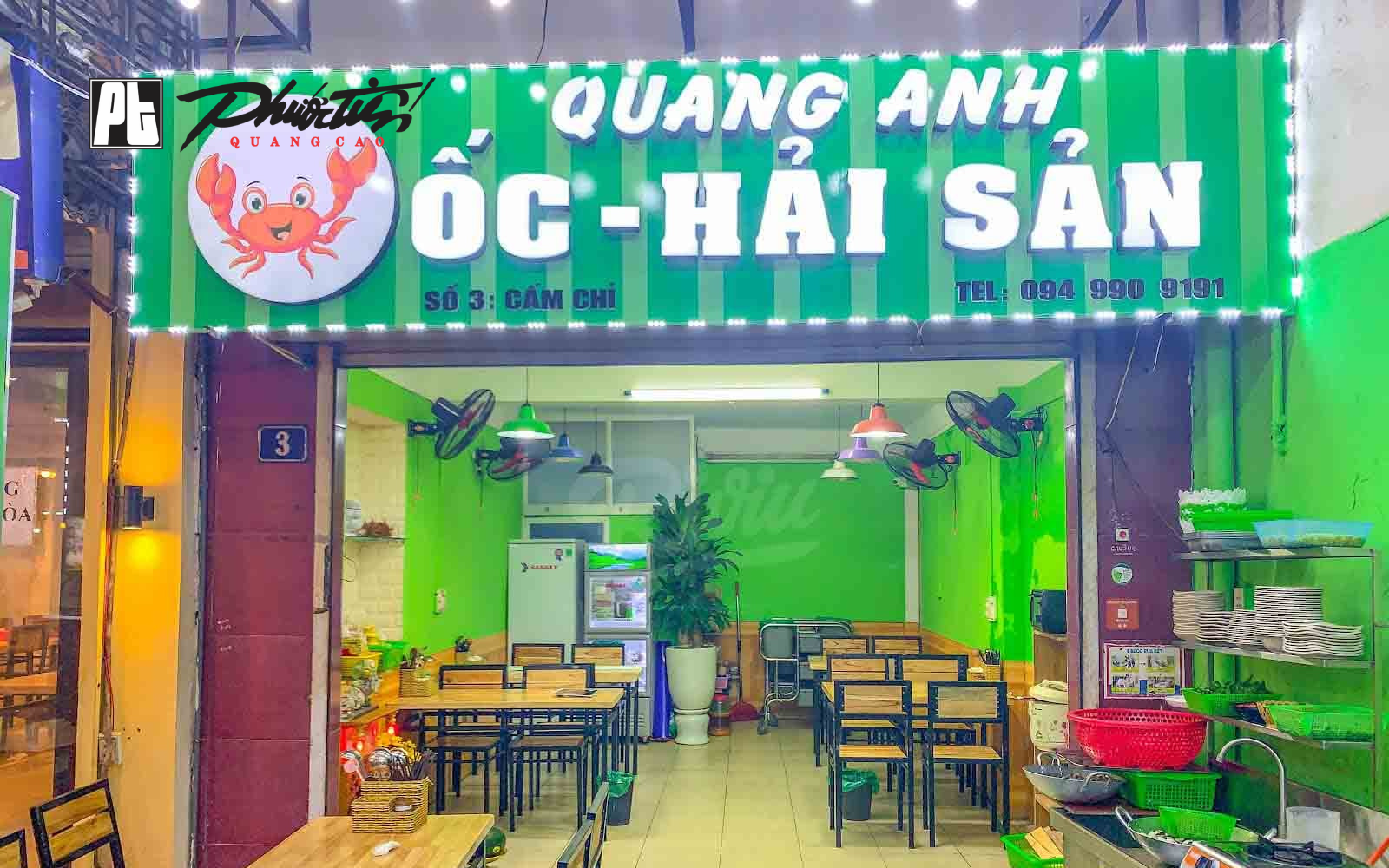 Mẫu bảng hiệu quán ốc hải sản đẹp
